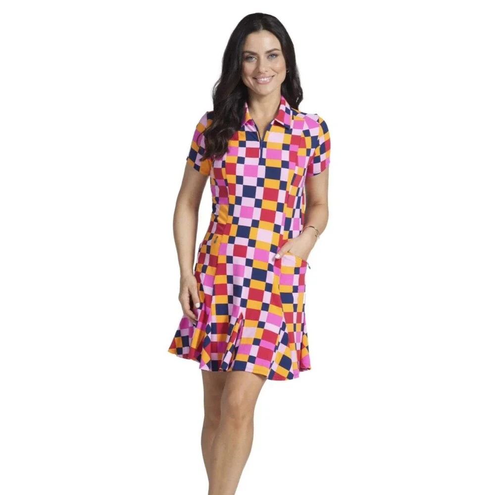 IBKUL Women's Size Small Short Sleeve Godet Annalise Golf Dress - Picture 1 of 7